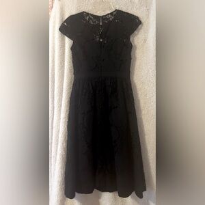 J Crew  Black Lace Floral Pattern Dress